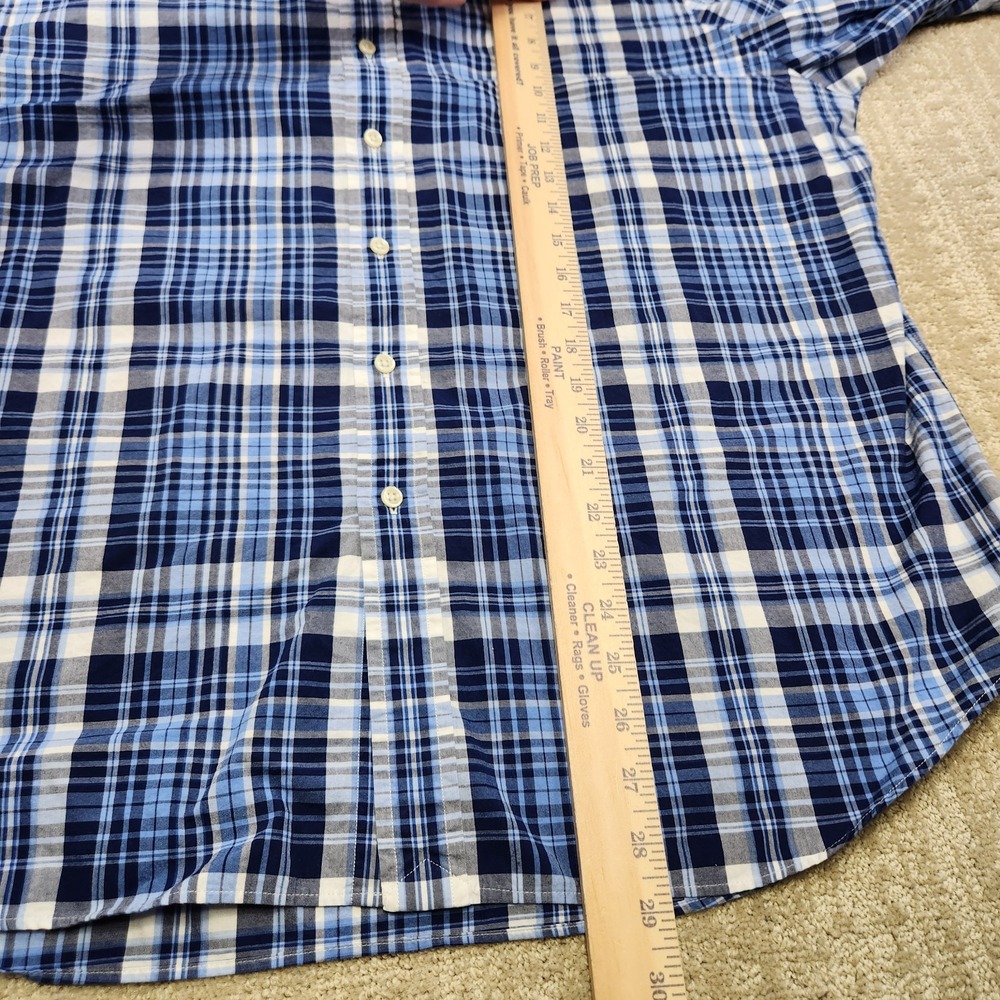 Polo Ralph Lauren Shirt Men XL‎ Blue Windowpane Plaid Button Down Poplin Cotton - Picture 6 of 9
